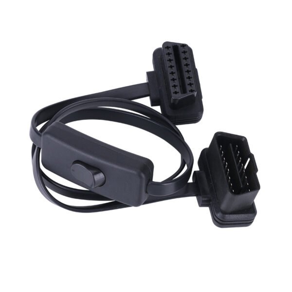Oem 8 Wires 16 Pin Right Angle Obd Adapter Obd 2 Diagnostic Extension Cable with Switch for ELM327 GPS Tracker