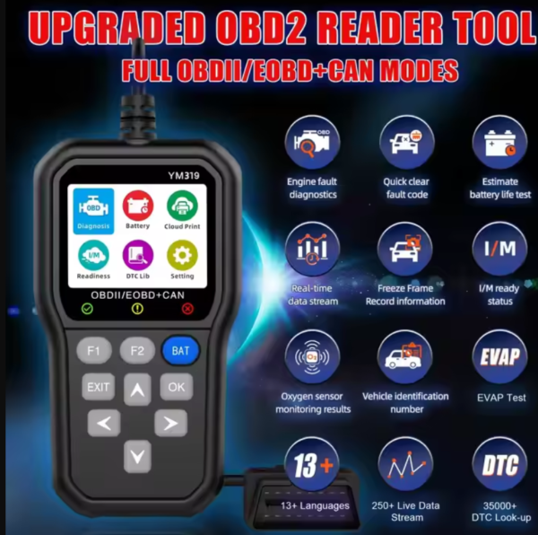Handheld Car OBD2 Scanner Diagnostic Tool Essential Vehicle Diagnostic Software New Reader YM319 - Image 3