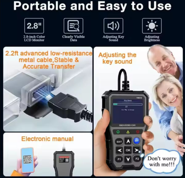 Multilingual Automotive Diagnostic Tool Battery Tester Check Engine System Fault Code Reader YM519 OBD2 Scanner - Image 6