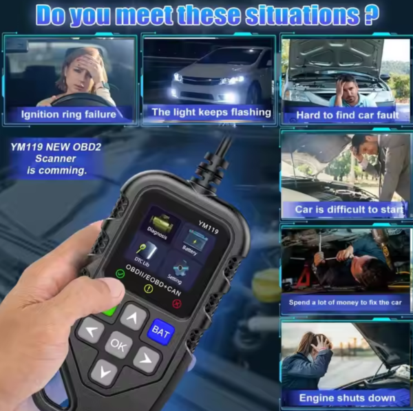 YM119 OBD2 Scanner Full System Check Engine Fault Code Reader with Multi-languages for Car Diagnosis - Image 4