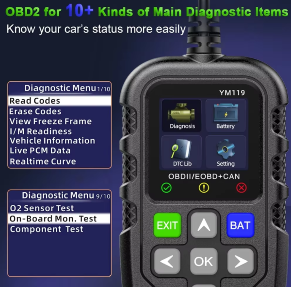 YM119 OBD2 Scanner Full System Check Engine Fault Code Reader with Multi-languages for Car Diagnosis - Image 9