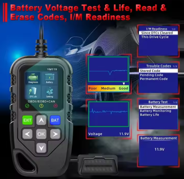 YM119 OBD2 Scanner Full System Check Engine Fault Code Reader with Multi-languages for Car Diagnosis - Image 8