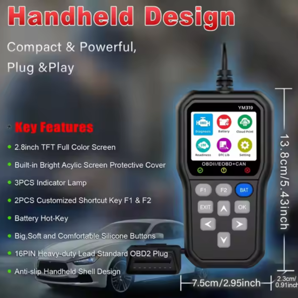 Handheld Car OBD2 Scanner Diagnostic Tool Essential Vehicle Diagnostic Software New Reader YM319 - Image 7