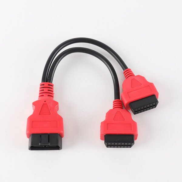 30cm 16-Pin 16 Wires OBD 2 Adapter Cable with Red Connector Male to Female Extension for Code Readers - Image 2