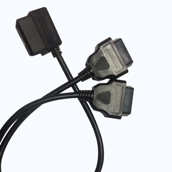 Wholesales Universal Right Angled OBD II OBD2 16pin Male to Dual Female Splitter Extension Y 3Way Cable for Toyota, Nissan Cars - Image 3