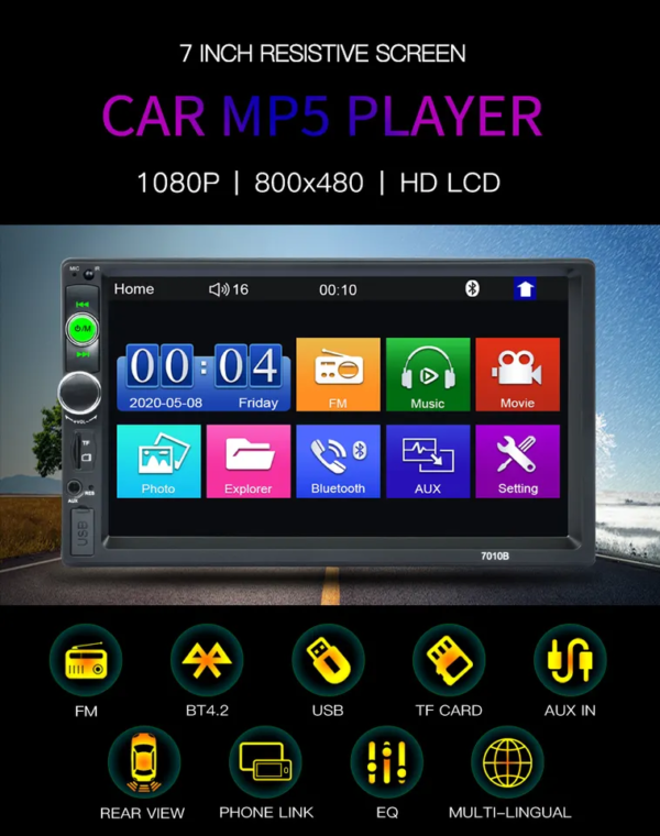 7010B Universal 7''touch screen In Car DVD radio player Mirror Link Car MP5 Player Car audio player - Image 4