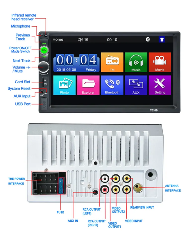 7010B Universal 7''touch screen In Car DVD radio player Mirror Link Car MP5 Player Car audio player - Image 7
