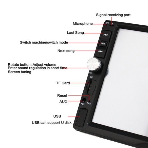 HD 7inch Autoradio 2 Din Car Radio Touch Screen Car Audio BT Usb Rear View Image MP5 Payer 7012B - Image 3