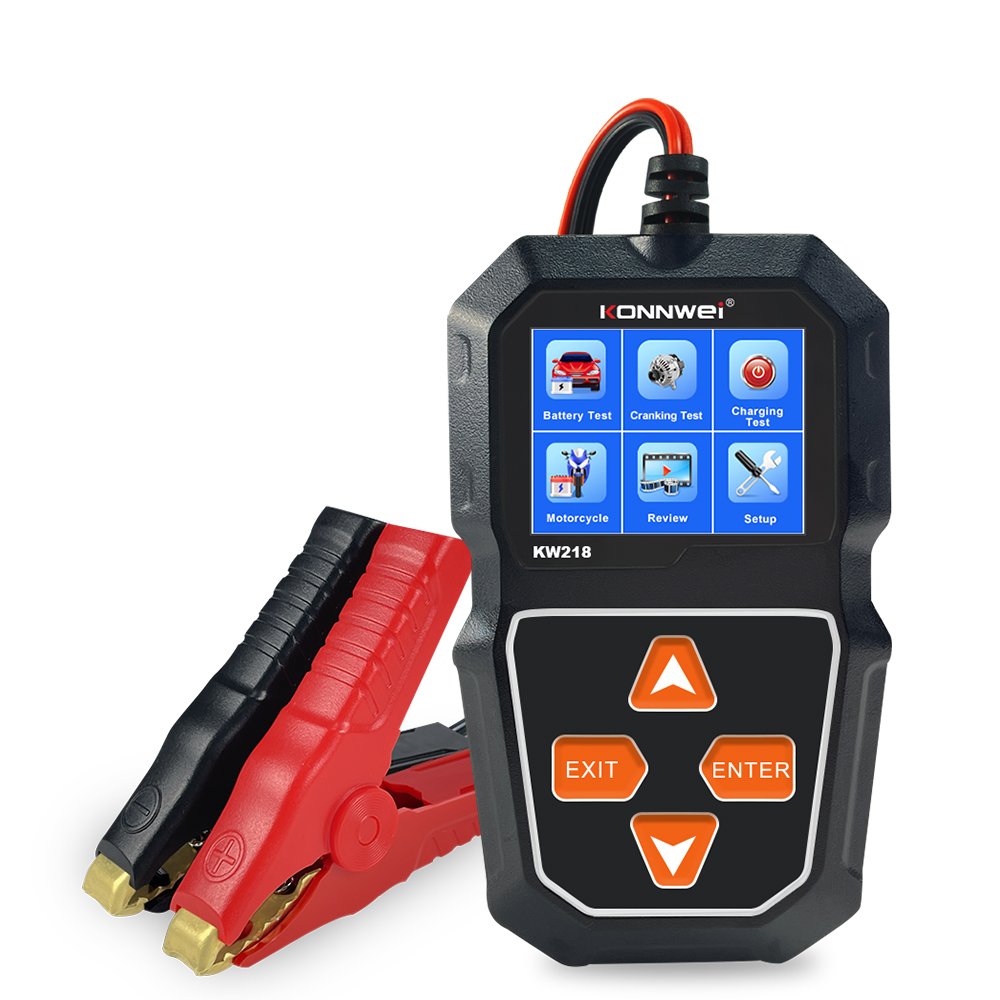 KW218 KONNWEI Car Battery Tester 6V/12V Motorcycle Battery Detector with English Russian Polish Italian