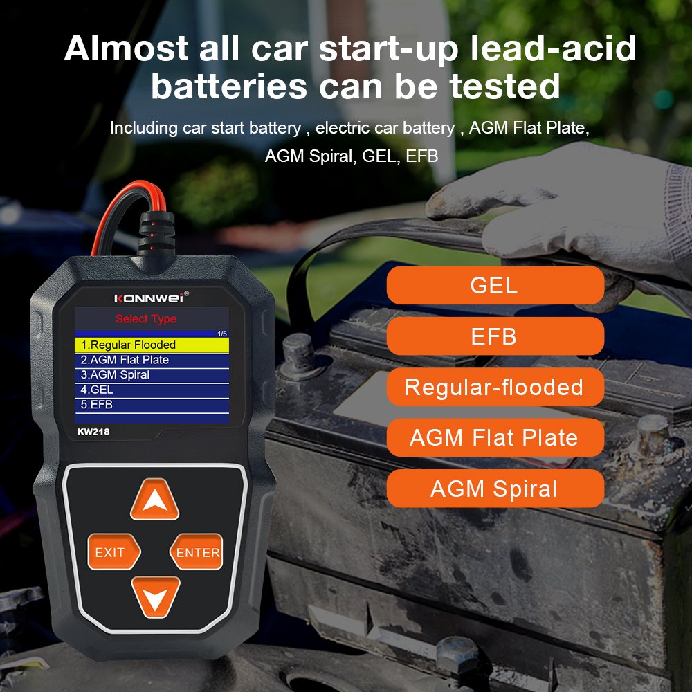 KW218 KONNWEI Car Battery Tester 6V/12V Motorcycle Battery Detector with English Russian Polish Italian - Image 5