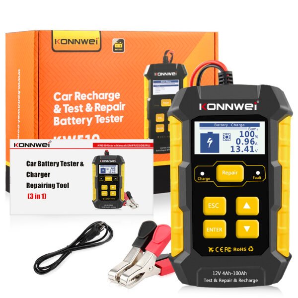 Pulse Repair Chargers KONNWEI KW510 12V 5A Full Automatic Car Battery Testerfor Lead Acid Car Battery Repair Tool Agm Gel