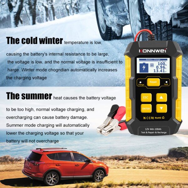 Pulse Repair Chargers KONNWEI KW510 12V 5A Full Automatic Car Battery Testerfor Lead Acid Car Battery Repair Tool Agm Gel - Image 5