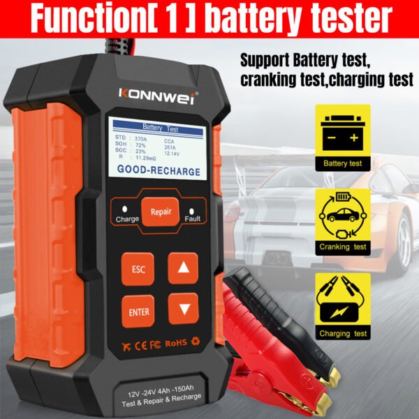 Multilingual Digital KONNWEI KW520 Car Battery Tester Plus 12V10A 24V5A Quick Battery Charger - Image 5