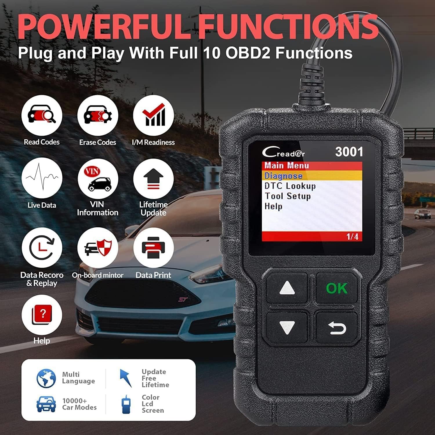 Launch CR3001 OBD2 Scanner Universal Automotive Code Reader Lifetime Free Update Diagnostic Scan Tool for All OBDII Protocol Car - Image 3