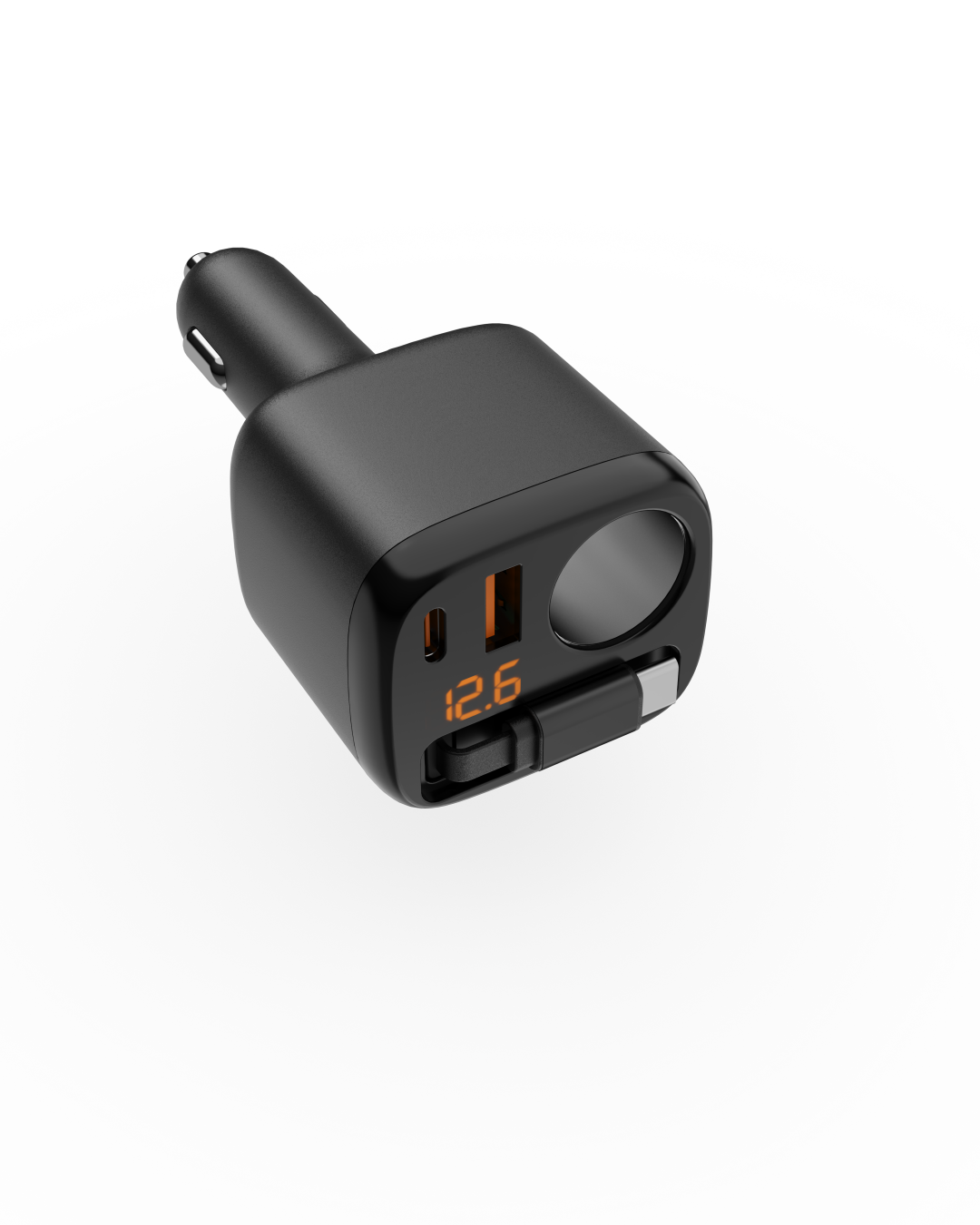 LM-707 60W QC 3.0 Retractable TFT Display Car Charger for Android - Image 2