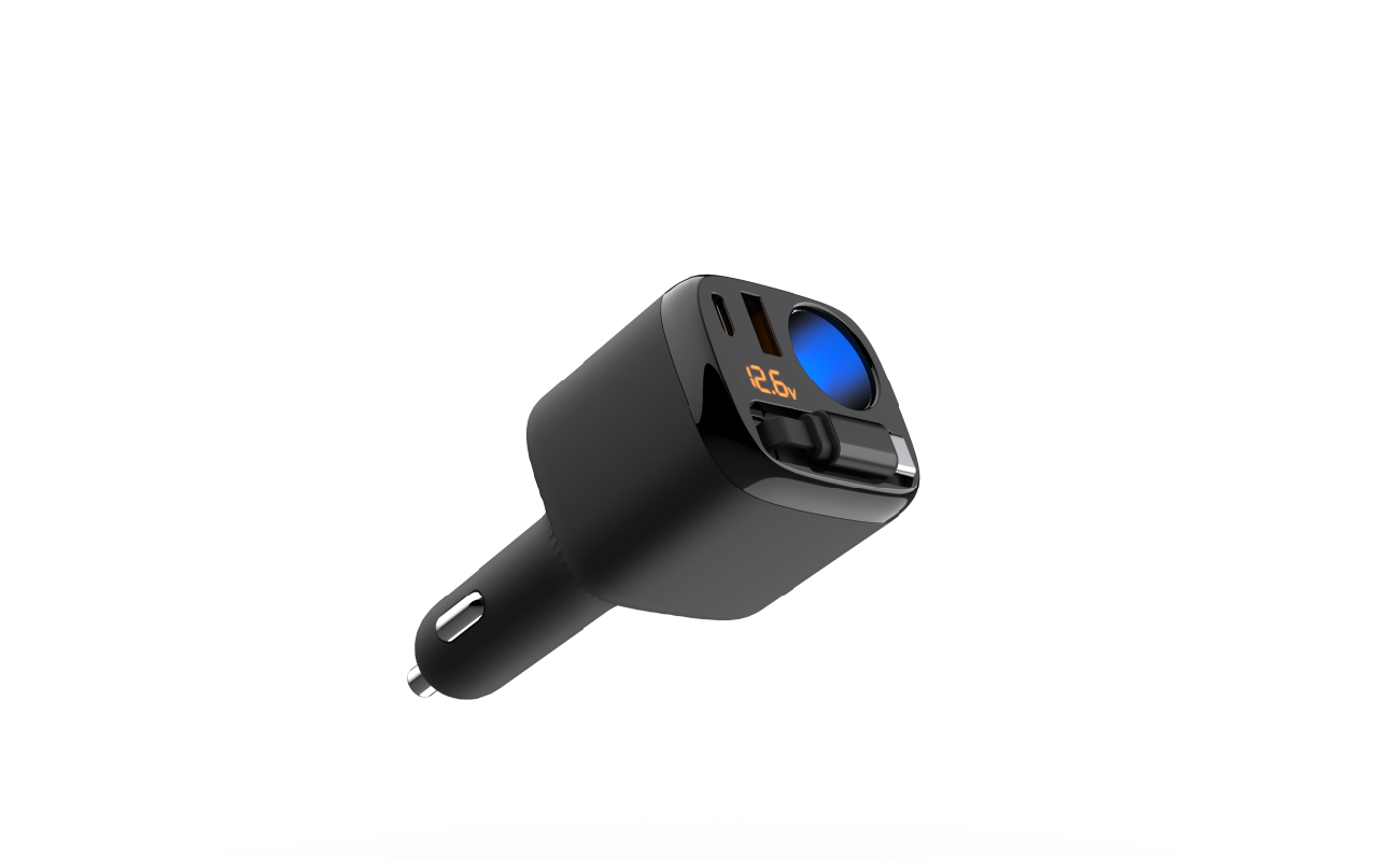 LM-707 60W QC 3.0 Retractable TFT Display Car Charger for Android - Image 3