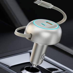 LM-708 PD60W TFT Display Retractable Car Charger With USB C Port
