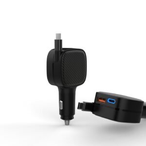 LM-705 40W Retractable Cable Type-C USB A Car Phone Charger